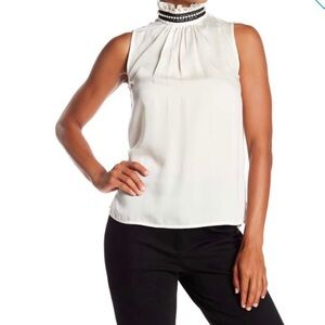 Nanette Lepore Ruffle Mock Neck sleeveless blouse